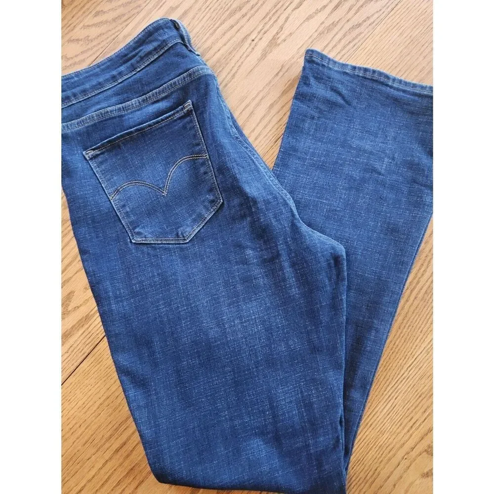36 Levi's 725 Highrise Bootcut Classic Dark Wash Blue Jeans